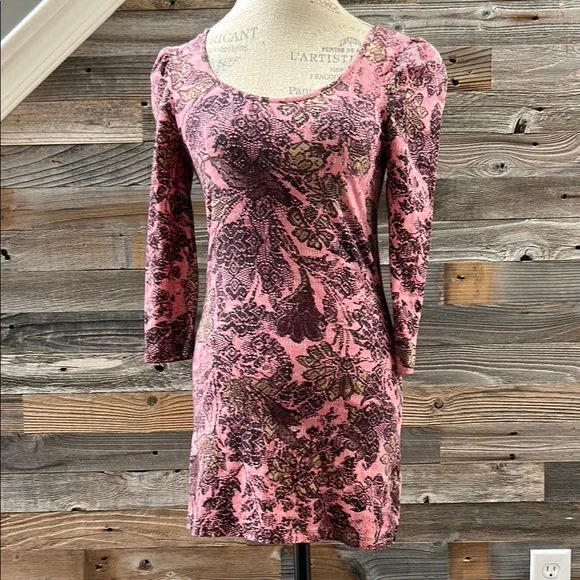 Free People Floral Pink Mini Dress Size Medium - Picture 1 of 7